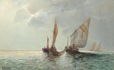 Fishing Boats by the Coast by Lea von Littrow
